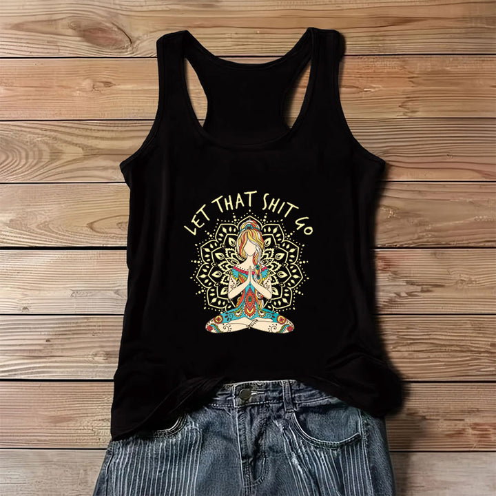 Débardeur Olivenorma Artistic Yoga Woman avec imprimé mandala et slogan - Noir - 3XL - image 2