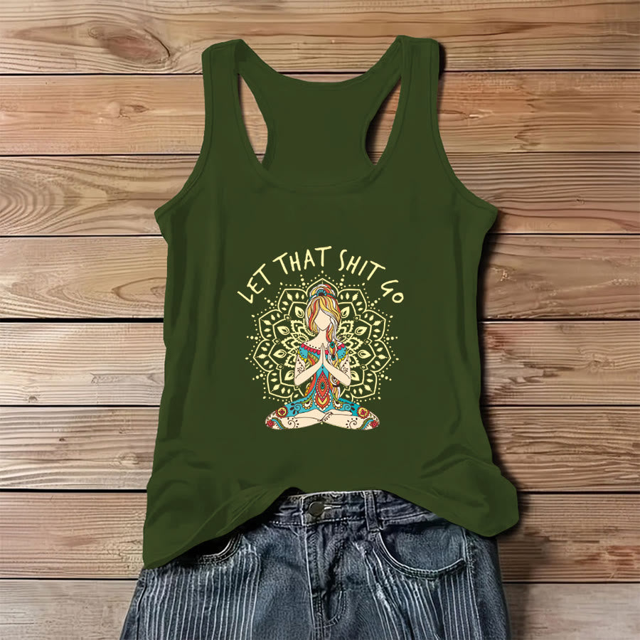 Débardeur Olivenorma Artistic Yoga Woman avec imprimé mandala et slogan - Vert - 3XL - image 8