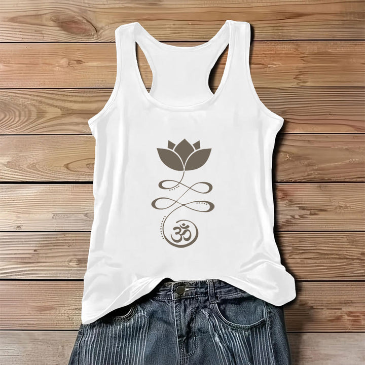 Débardeur femme Olivenorma Yoga Lotus avec imprimé silhouette du symbole Om - Blanc - 3XL - image 0
