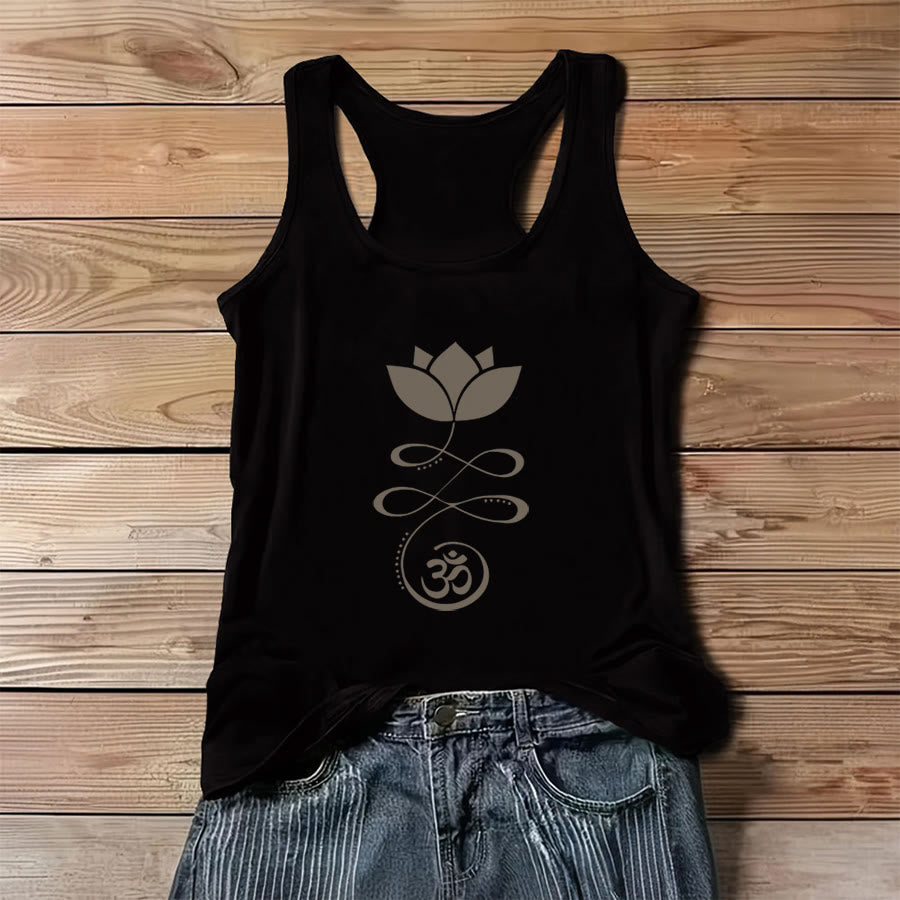 Débardeur femme Olivenorma Yoga Lotus avec imprimé silhouette du symbole Om - Noir - 3XL - image 2