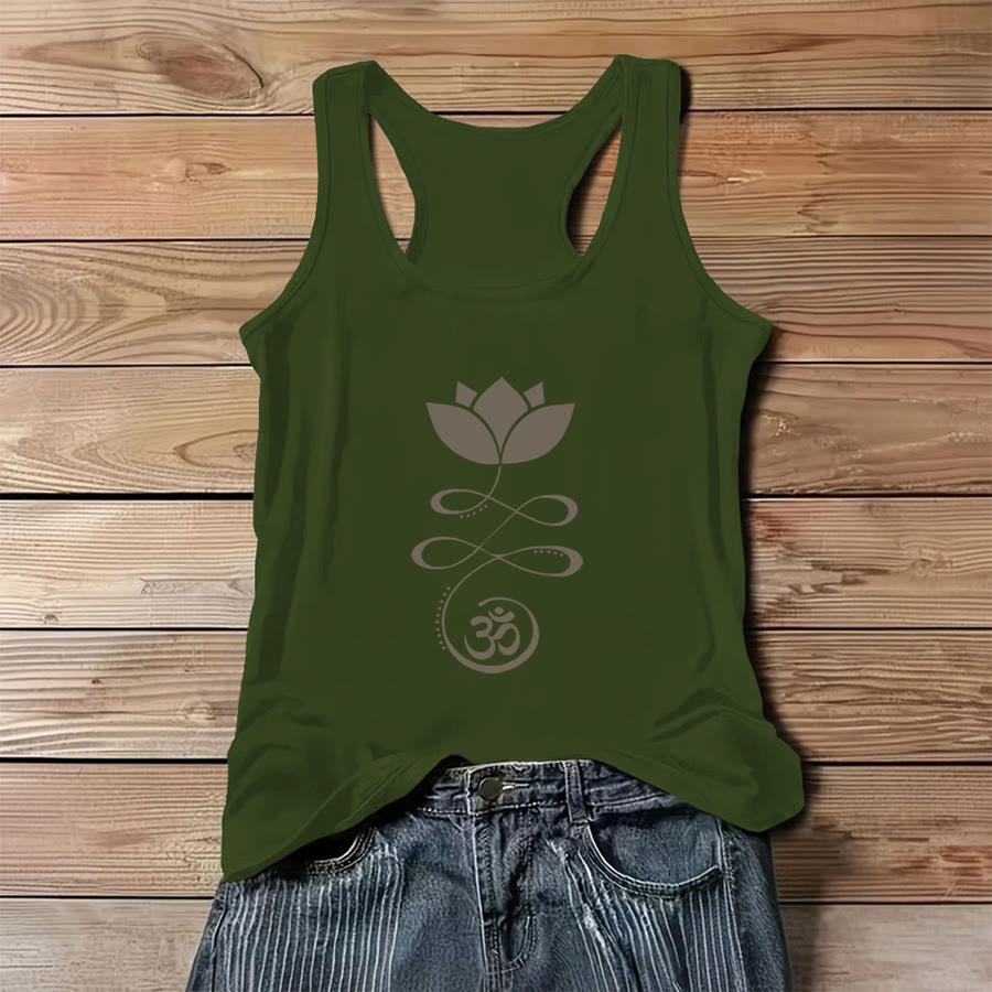 Débardeur femme Olivenorma Yoga Lotus avec imprimé silhouette du symbole Om - Vert - 3XL - image 8