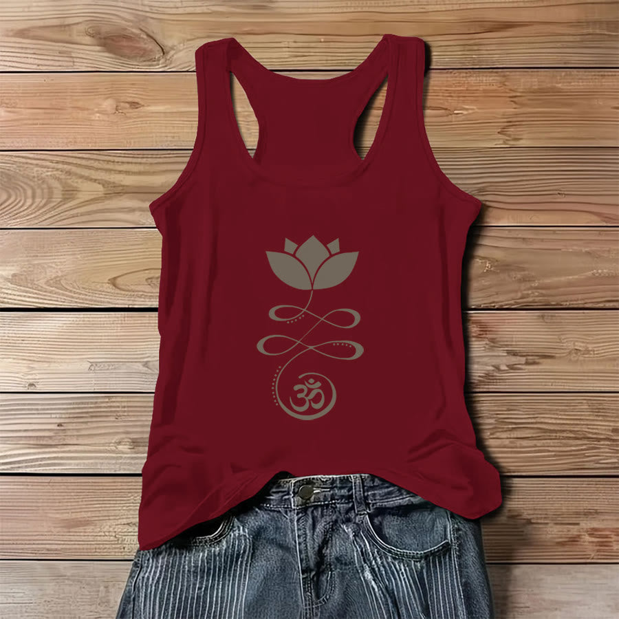 Débardeur femme Olivenorma Yoga Lotus avec imprimé silhouette du symbole Om - Rouge - 3XL - image 6
