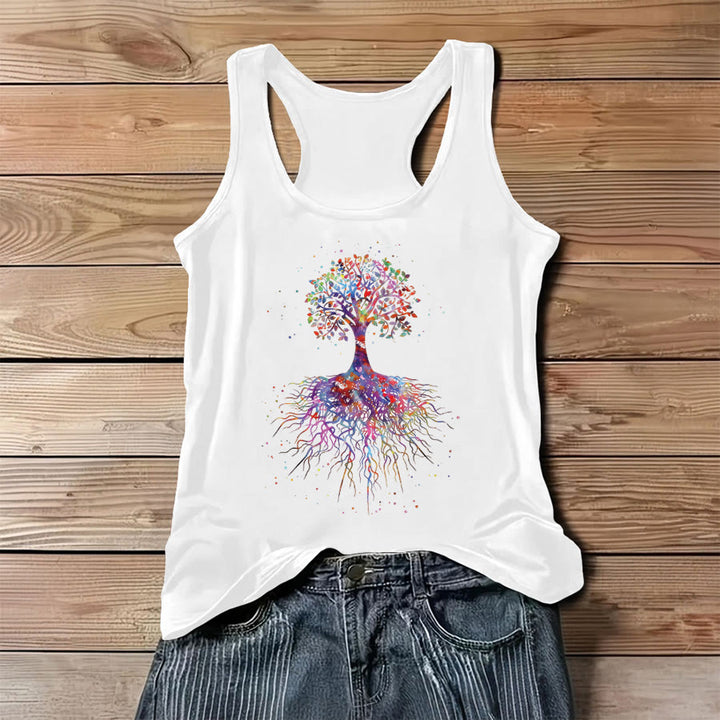 Débardeur femme Olivenorma à imprimé graphique Arbre de Vie aquarelle - Blanc - 3XL - image 0