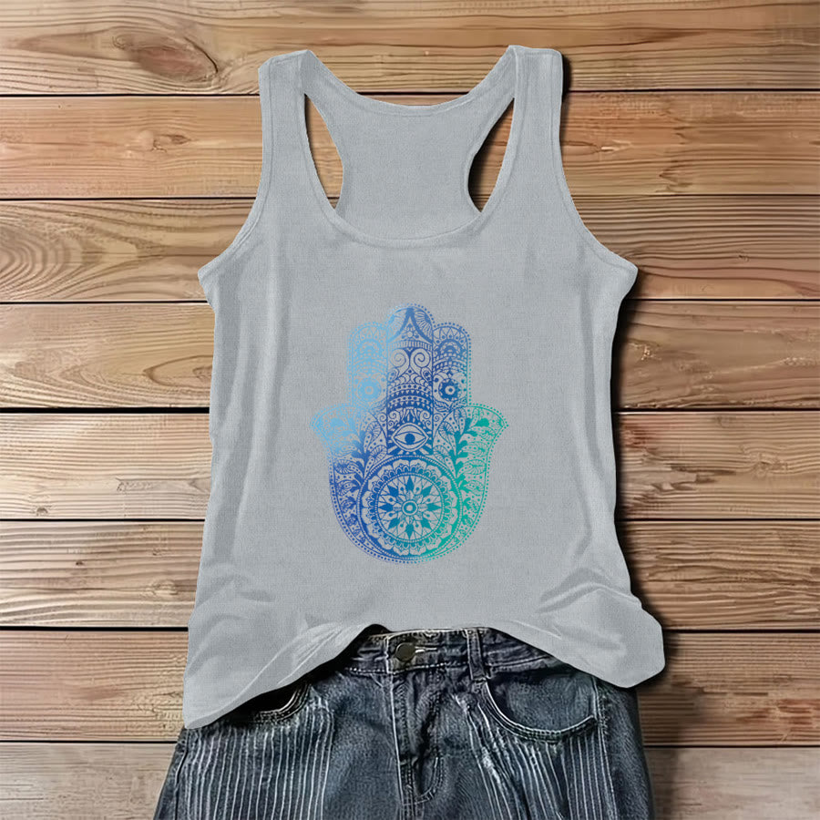 Débardeur femme Olivenorma « Paume de protection » dégradé à motif main de Hamsa - Gris - 3XL - image 6