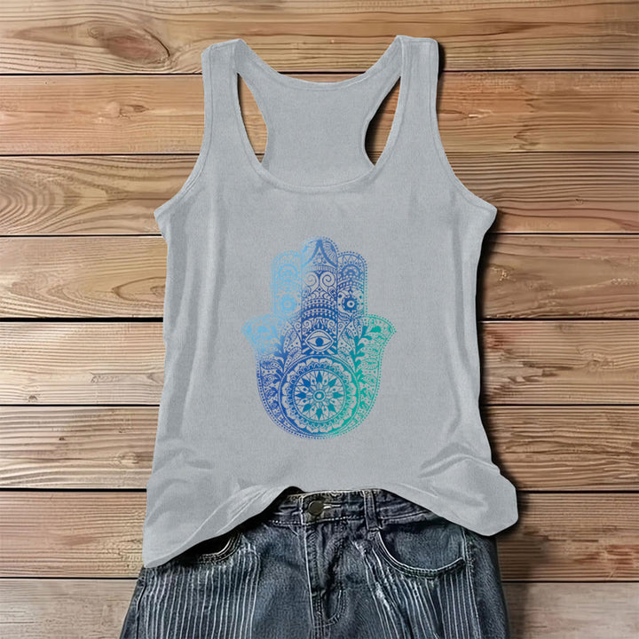 Débardeur femme Olivenorma « Paume de protection » dégradé à motif main de Hamsa - Gris - 3XL - image 6