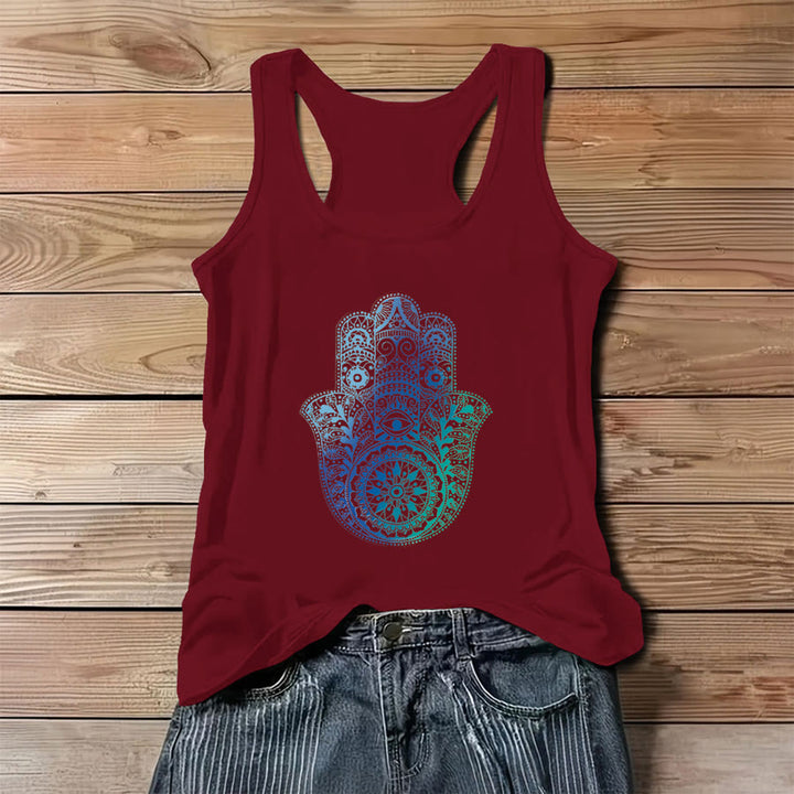 Débardeur femme Olivenorma « Paume de protection » dégradé à motif main de Hamsa - Rouge - 3XL - image 8