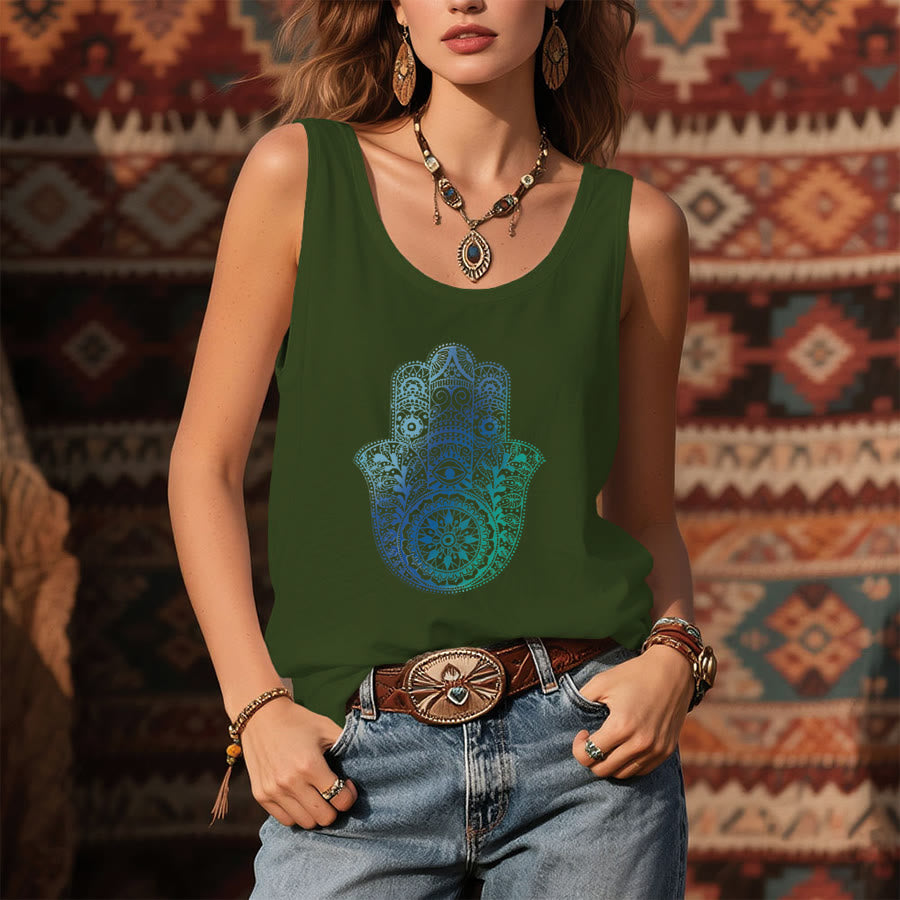 Débardeur femme Olivenorma « Paume de protection » dégradé à motif main de Hamsa - image 1