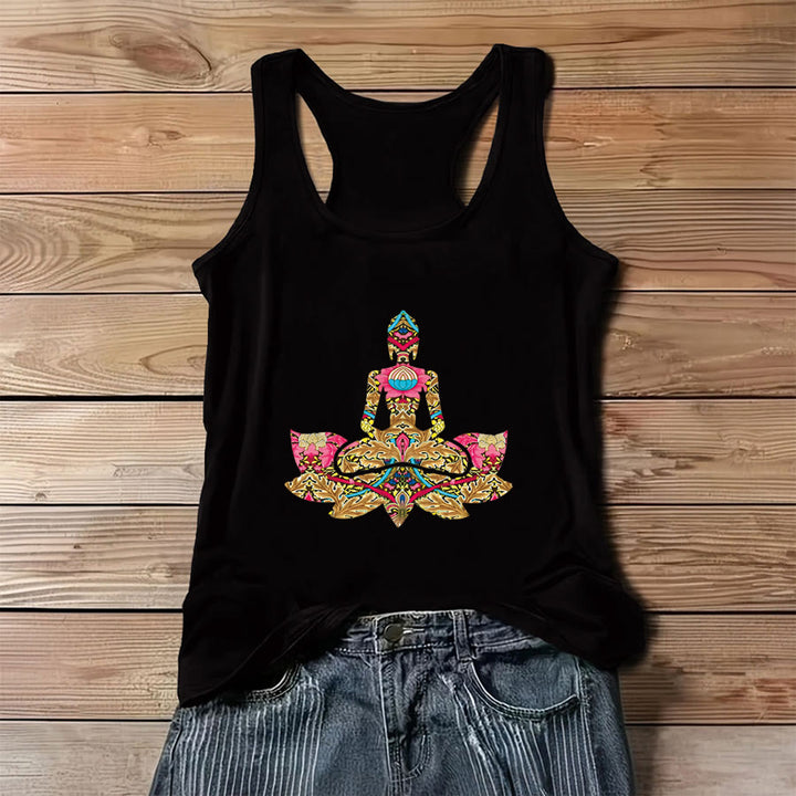 Débardeur pour femme Olivenorma à motif de paix et orné de poses de yoga - Noir - 3XL - image 2
