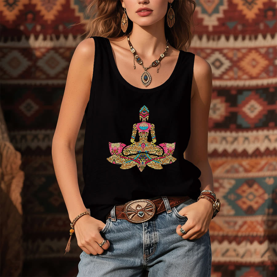 Débardeur pour femme Olivenorma à motif de paix et orné de poses de yoga - image 3