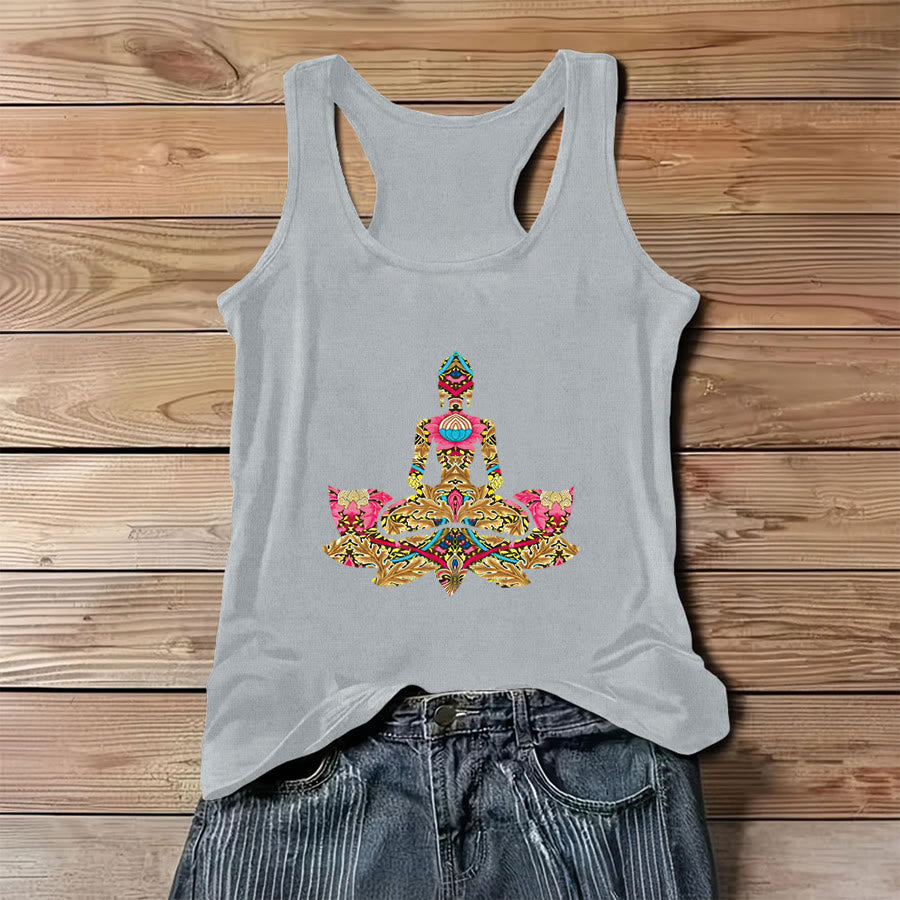 Débardeur pour femme Olivenorma à motif de paix et orné de poses de yoga - Gris - 3XL - image 6