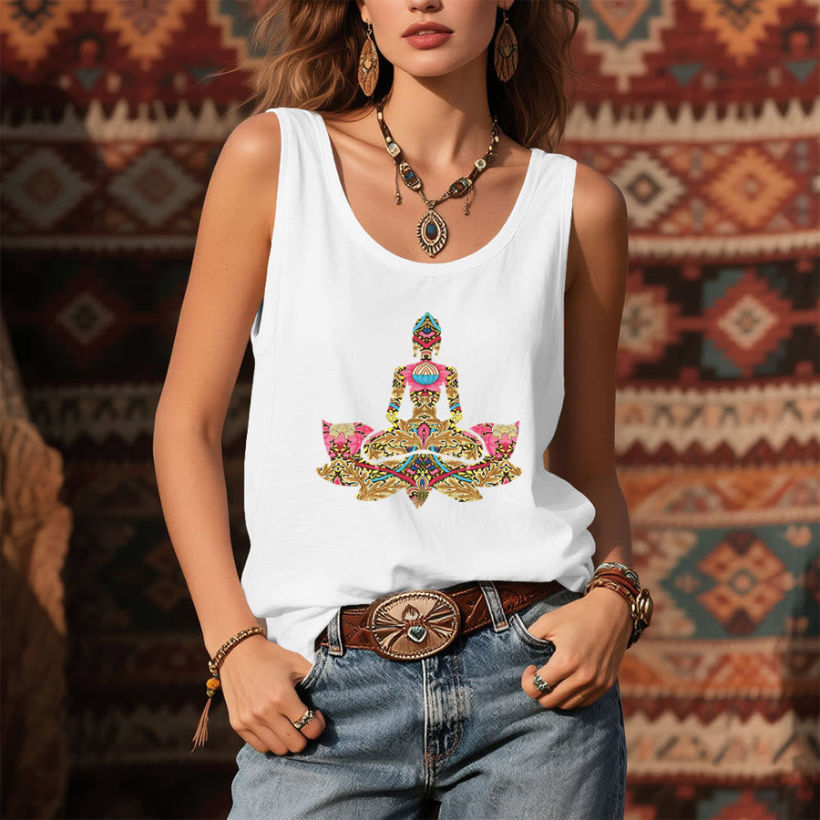 Débardeur pour femme Olivenorma à motif de paix et orné de poses de yoga - image 5