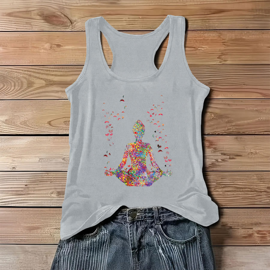 Débardeur femme Olivenorma Bloom Within, motif aquarelle de yoga avec papillons - Gris - 3XL - image 6
