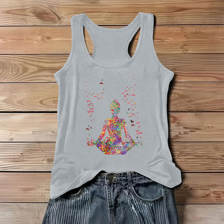Débardeur femme Olivenorma Bloom Within, motif aquarelle de yoga avec papillons - Gris - 3XL - image 6