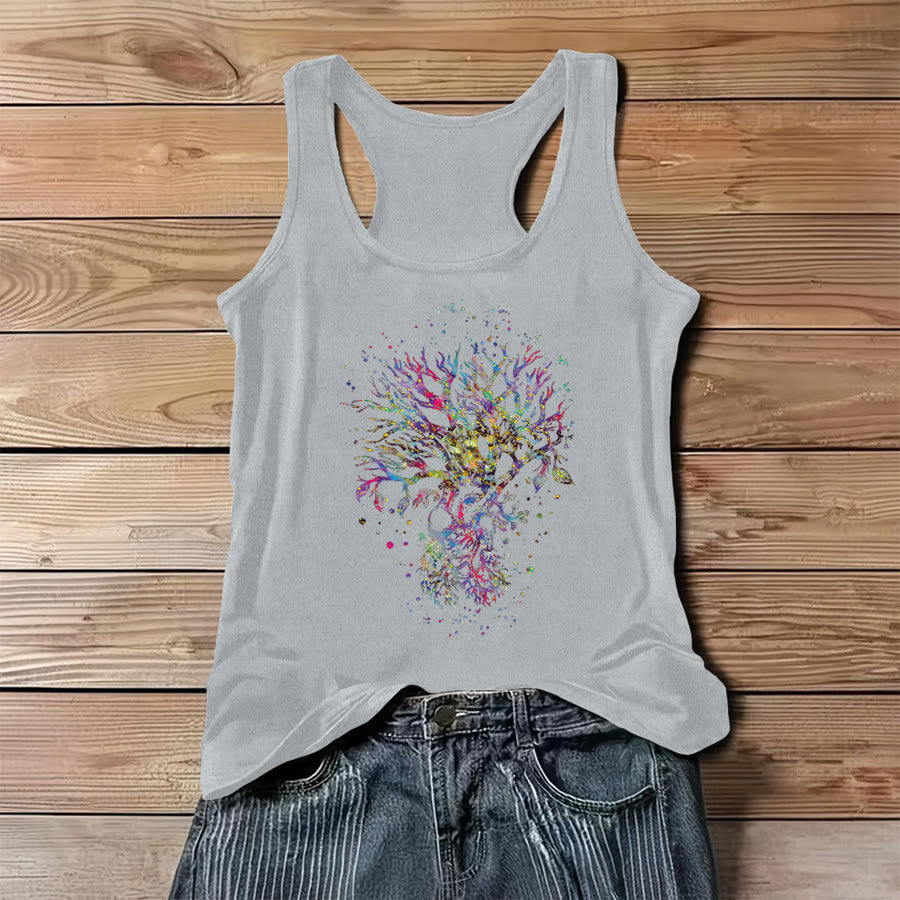 Débardeur femme Olivenorma Branches of Light, motif Arbre de Vie à paillettes aquarelle - Gris - 3XL - image 0
