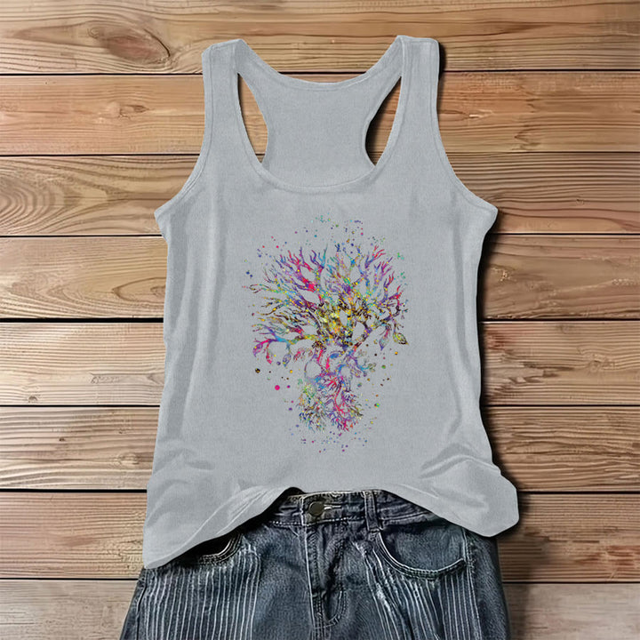 Débardeur femme Olivenorma Branches of Light, motif Arbre de Vie à paillettes aquarelle - Gris - 3XL - image 0