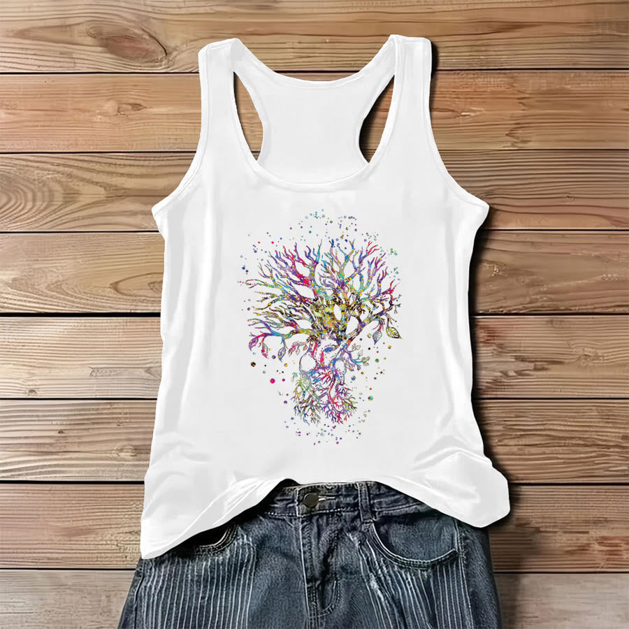 Débardeur femme Olivenorma Branches of Light, motif Arbre de Vie à paillettes aquarelle - Blanc - 3XL - image 2