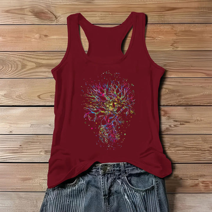 Débardeur femme Olivenorma Branches of Light, motif Arbre de Vie à paillettes aquarelle - Rouge - 3XL - image 4