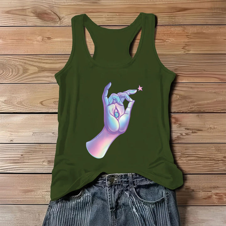 Débardeur femme Olivenorma Magic in the Hand Holographic Hand & Evil Eye - Vert - 3XL - image 8