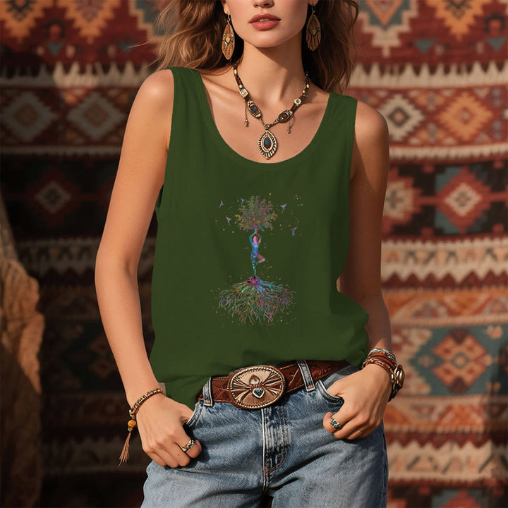 Débardeur pour femme Olivenorma Tree Pose Soul Watercolor Yoga Figure avec colibris - image 9
