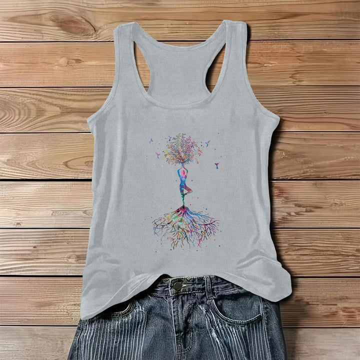 Débardeur pour femme Olivenorma Tree Pose Soul Watercolor Yoga Figure avec colibris - Gris - 3XL - image 4
