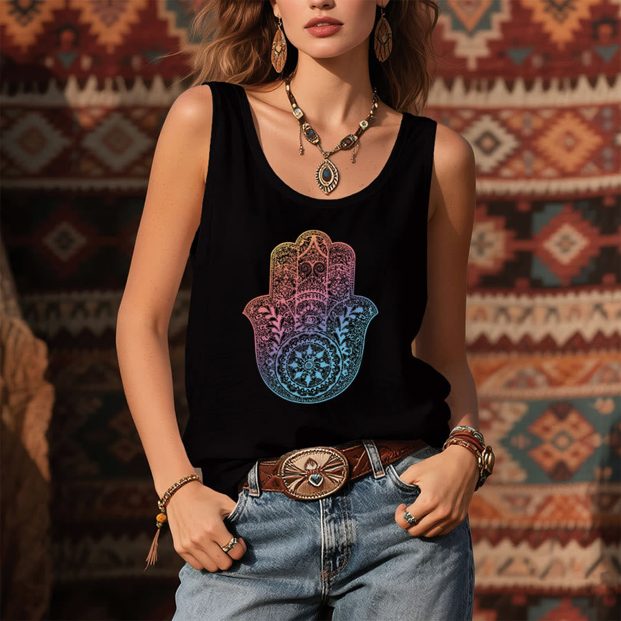 Débardeur Olivenorma Pastel Guardian à motif mandala Hamsa dégradé pour femme - image 1