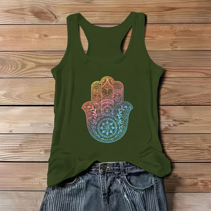 Débardeur Olivenorma Pastel Guardian à motif mandala Hamsa dégradé pour femme - Vert - 3XL - image 8