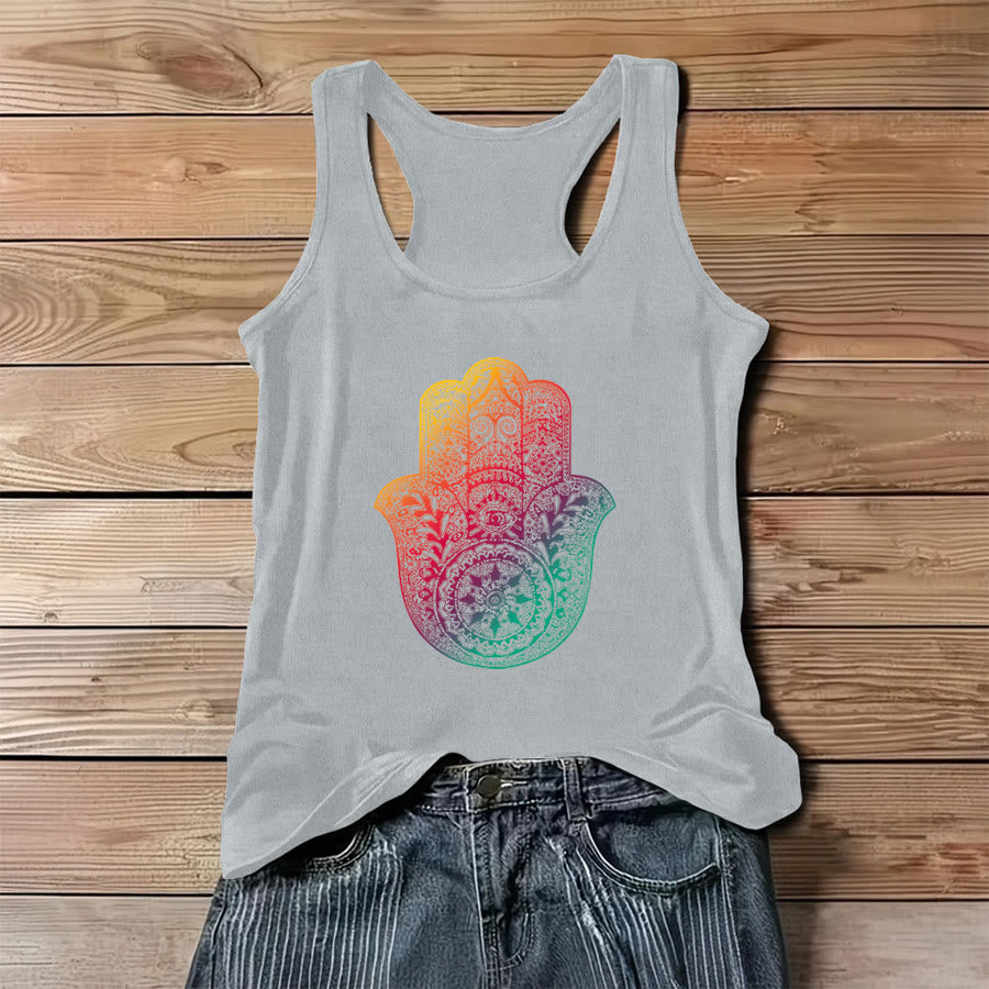 Débardeur femme Olivenorma Rainbow Blessing Gradient Hamsa Hand Mandala - Gris - 3XL - image 4