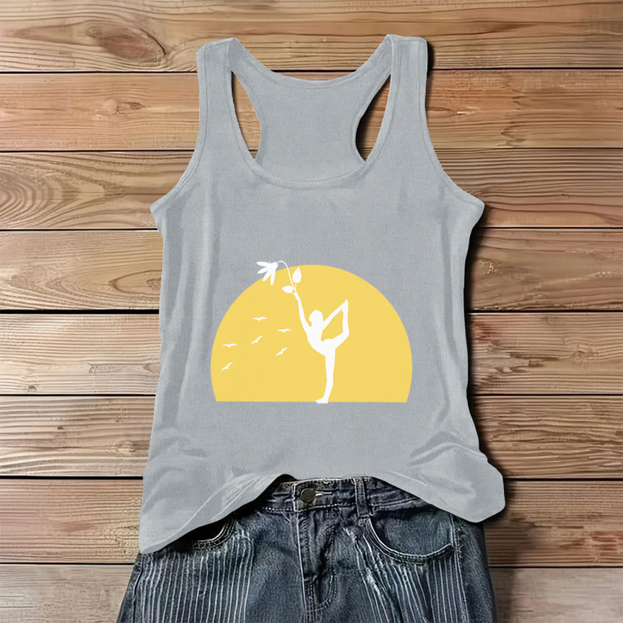 Débardeur Olivenorma Sunset Grace Yoga Dancer Silhouette avec fleur - Gris - 3XL - image 4