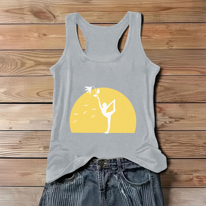 Débardeur Olivenorma Sunset Grace Yoga Dancer Silhouette avec fleur - Gris - 3XL - image 4