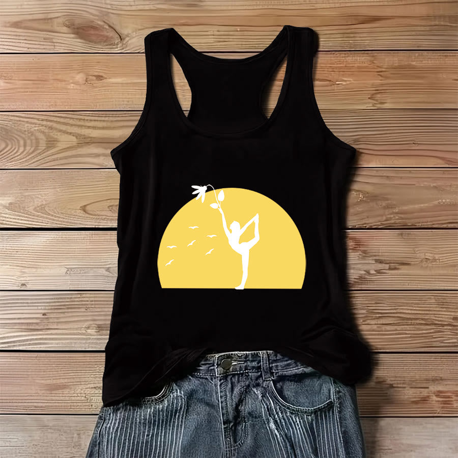 Débardeur Olivenorma Sunset Grace Yoga Dancer Silhouette avec fleur - Noir - 3XL - image 2