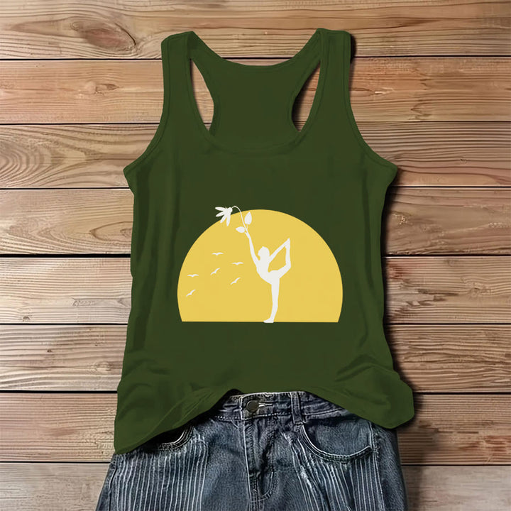 Débardeur Olivenorma Sunset Grace Yoga Dancer Silhouette avec fleur - Vert - 3XL - image 8