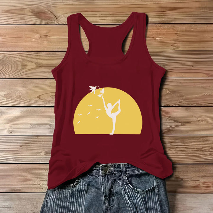 Débardeur Olivenorma Sunset Grace Yoga Dancer Silhouette avec fleur - Rouge - 3XL - image 6