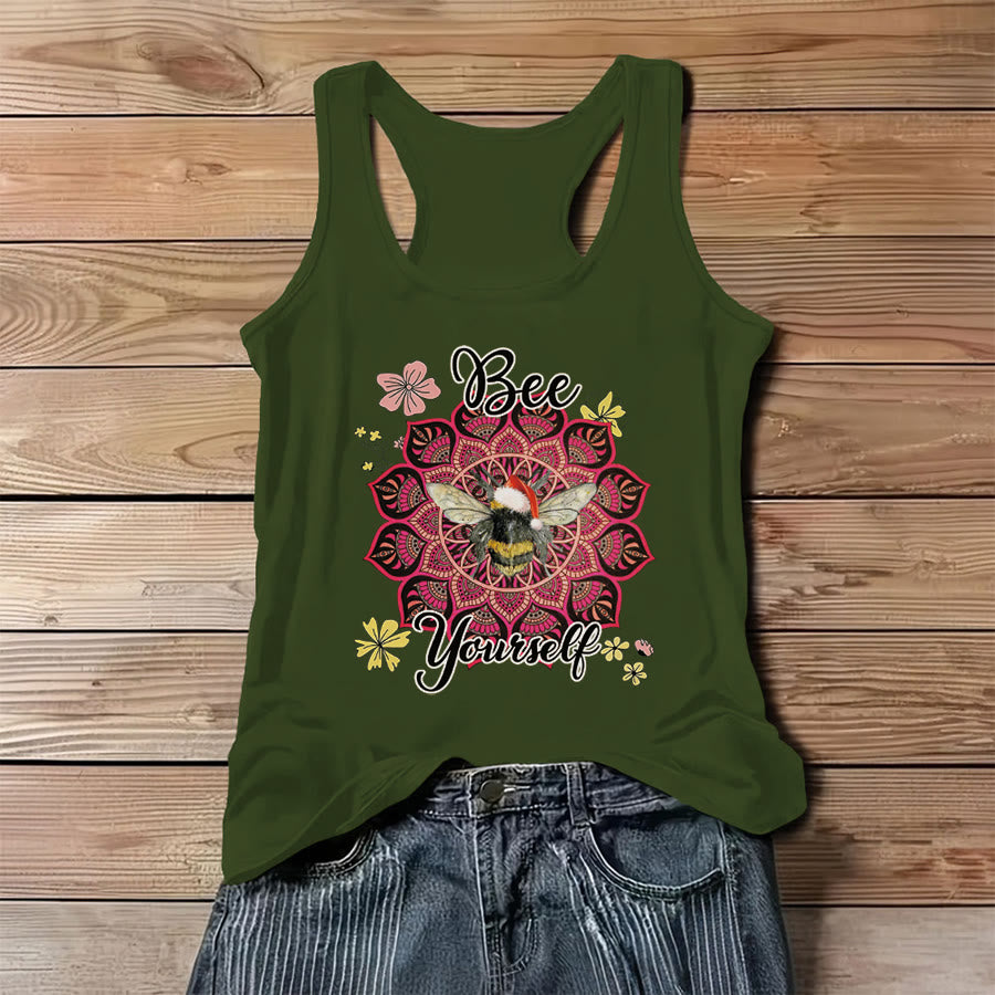 Débardeur Olivenorma Bee Yourself Christmas Bee Mandala pour femme - Vert - 3XL - image 8