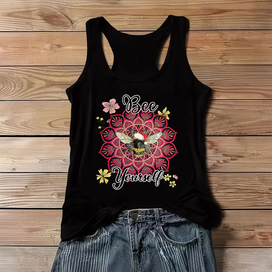 Débardeur Olivenorma Bee Yourself Christmas Bee Mandala pour femme - Noir - 3XL - image 4