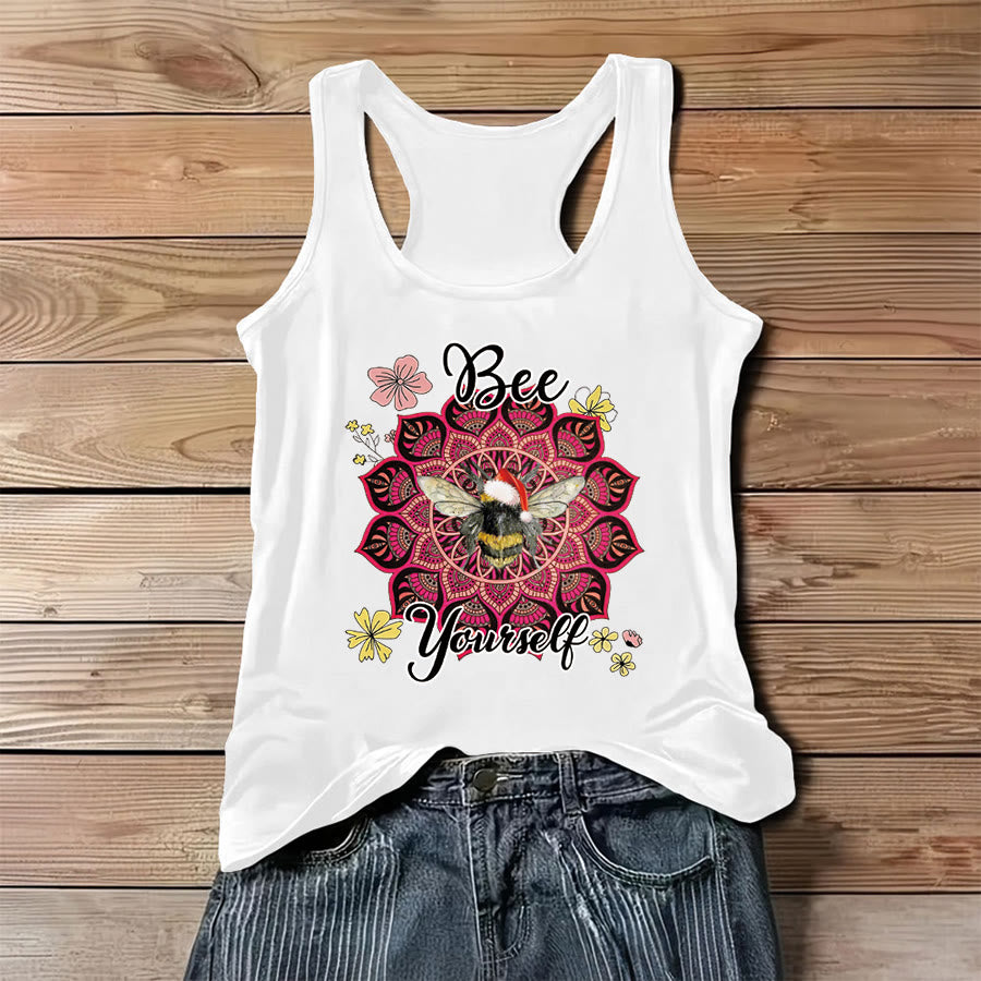 Débardeur Olivenorma Bee Yourself Christmas Bee Mandala pour femme - Blanc - 3XL - image 2