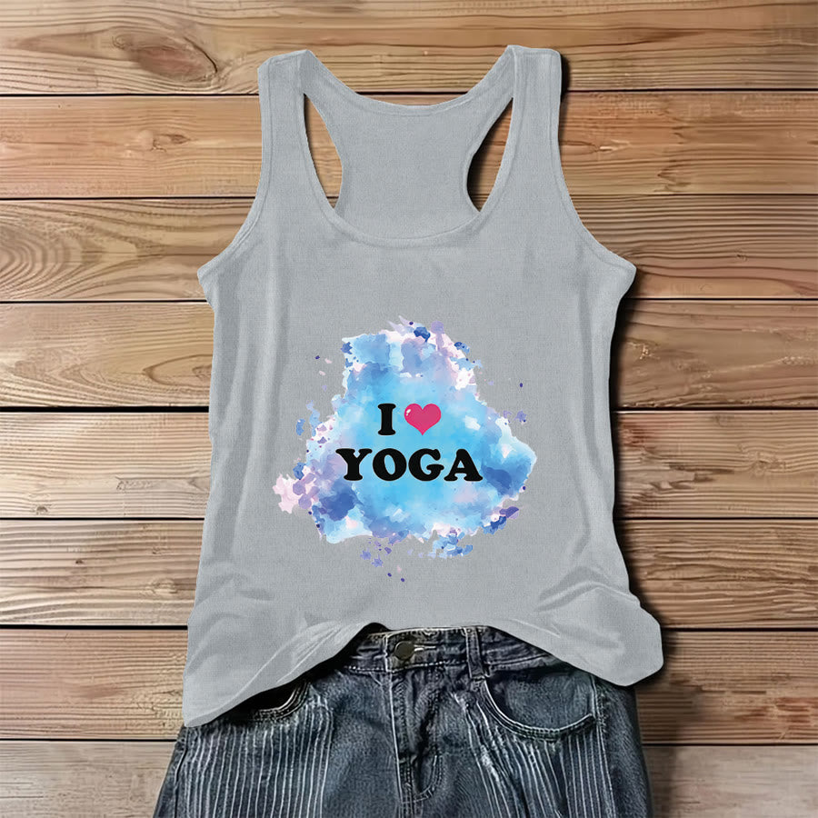 Débardeur femme Olivenorma Yoga Love Splash Watercolor « J’❤️ LE YOGA » à motif graphique - Gris - 3XL - image 8