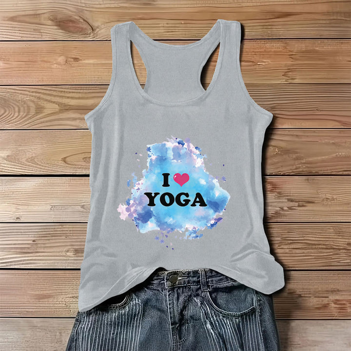 Débardeur femme Olivenorma Yoga Love Splash Watercolor « J’❤️ LE YOGA » à motif graphique - Gris - 3XL - image 8