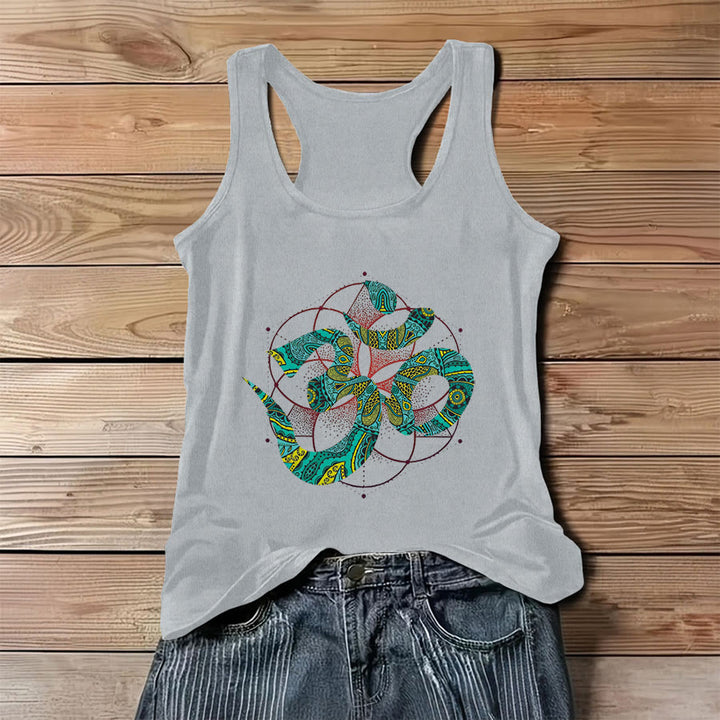 Olivenorma Sacré Om Serpent Tribal Motif Om Symbole Débardeur Femme - Gris - 3XL - image 0