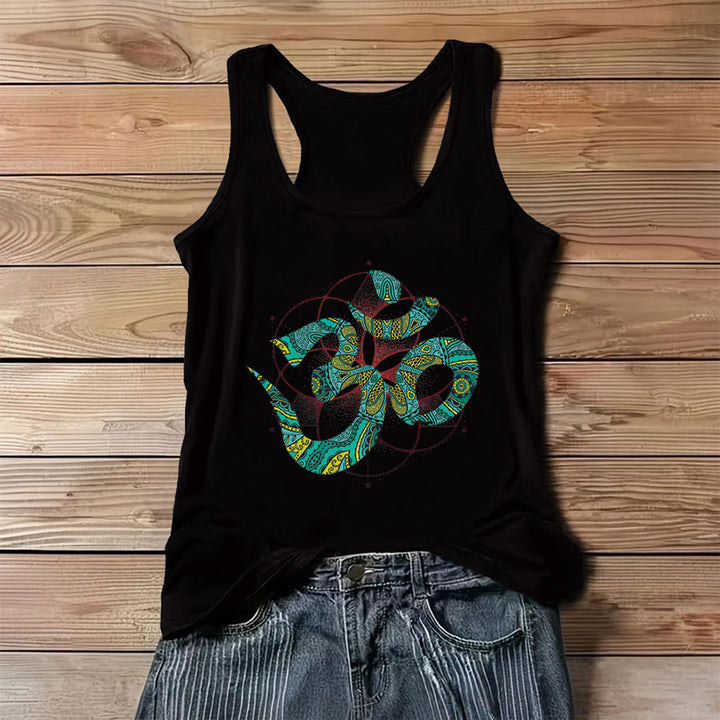 Olivenorma Sacré Om Serpent Tribal Motif Om Symbole Débardeur Femme - Noir - 3XL - image 8