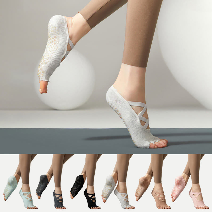 Chaussettes de yoga Olivenorma antidérapantes à brides croisées pour femmes, idéales pour le yoga, le pilates et le barre. - image 0