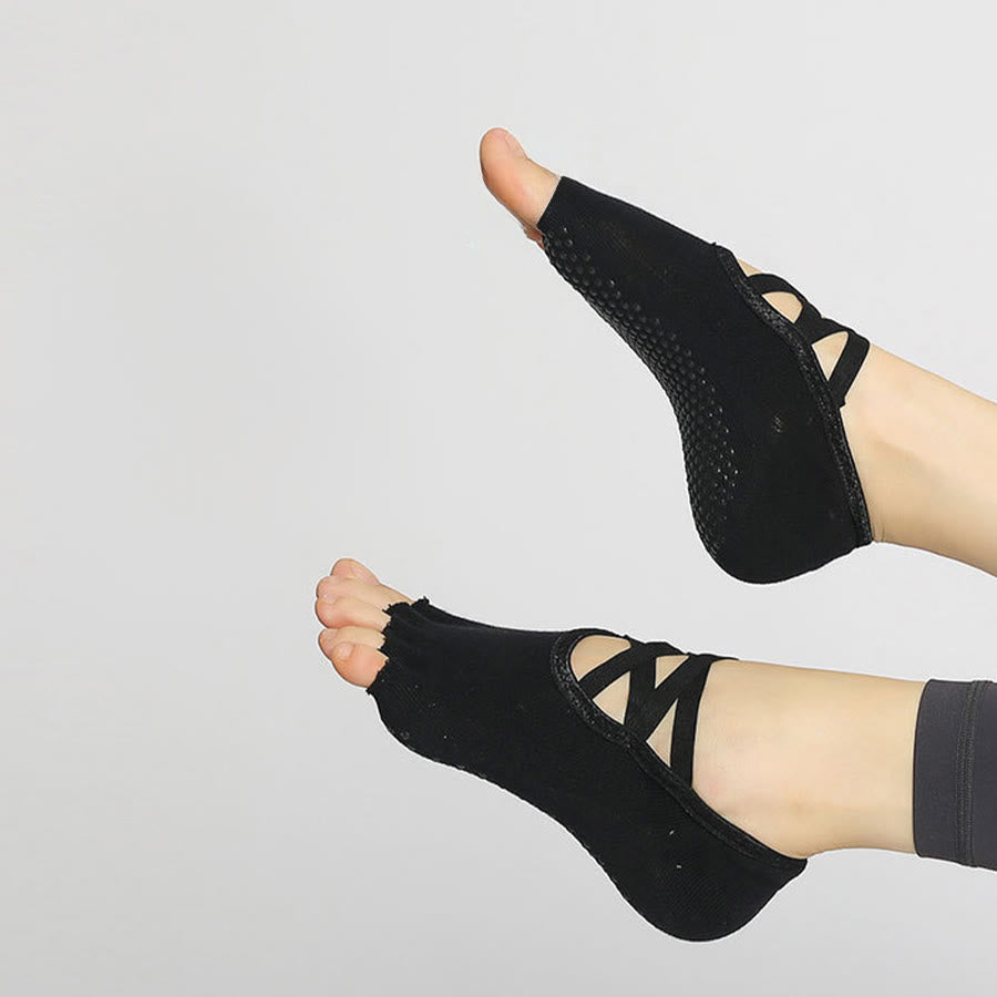 Chaussettes de yoga Olivenorma pour femmes, antidérapantes, à brides croisées et bout ouvert, offrant une adhérence optimale - image 8