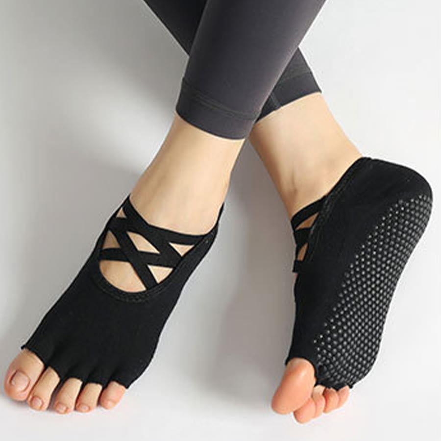 Chaussettes de yoga Olivenorma pour femmes, antidérapantes, à brides croisées et bout ouvert, offrant une adhérence optimale - image 7