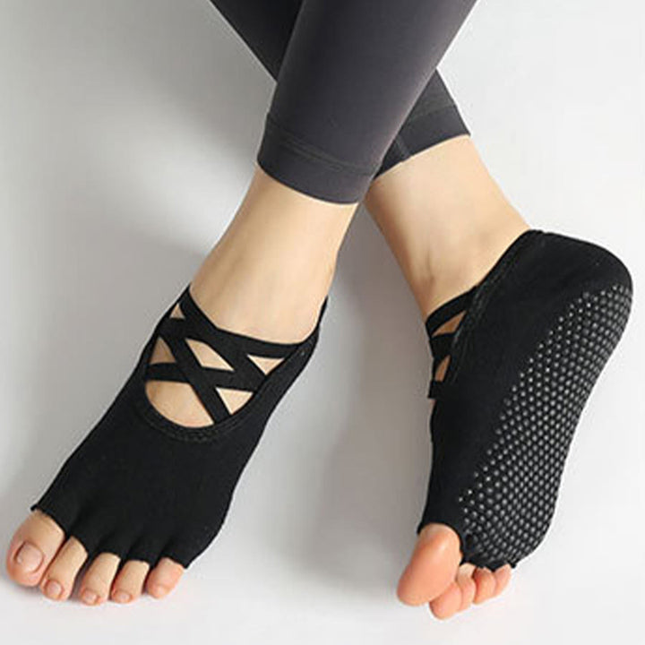 Chaussettes de yoga Olivenorma pour femmes, antidérapantes, à brides croisées et bout ouvert, offrant une adhérence optimale - image 7