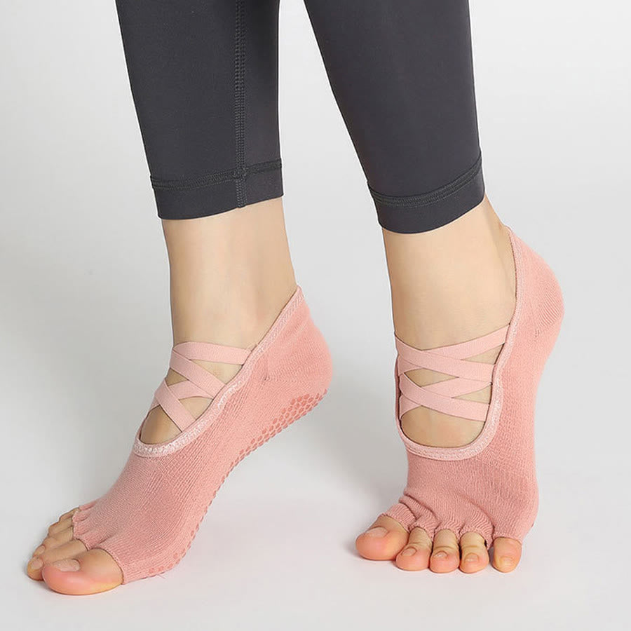 Chaussettes de yoga Olivenorma pour femmes, antidérapantes, à brides croisées et bout ouvert, offrant une adhérence optimale - image 18