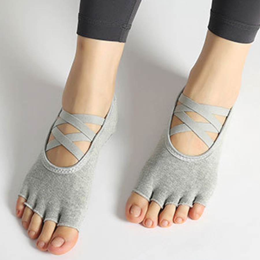 Chaussettes de yoga Olivenorma pour femmes, antidérapantes, à brides croisées et bout ouvert, offrant une adhérence optimale - image 31