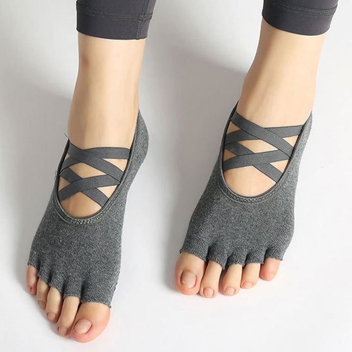 Chaussettes de yoga Olivenorma pour femmes, antidérapantes, à brides croisées et bout ouvert, offrant une adhérence optimale - image 13