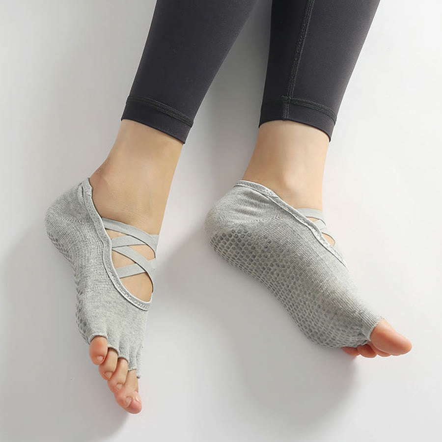 Chaussettes de yoga Olivenorma pour femmes, antidérapantes, à brides croisées et bout ouvert, offrant une adhérence optimale - image 30