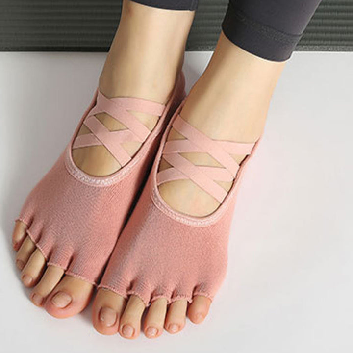 Chaussettes de yoga Olivenorma pour femmes, antidérapantes, à brides croisées et bout ouvert, offrant une adhérence optimale - image 19