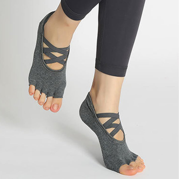 Chaussettes de yoga Olivenorma pour femmes, antidérapantes, à brides croisées et bout ouvert, offrant une adhérence optimale - image 15