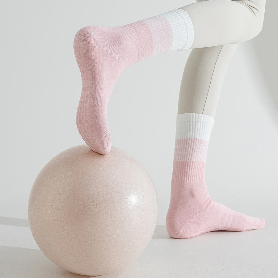 Chaussettes de yoga Olivenorma bicolores mi-mollet antidérapantes à picots en silicone pour femmes - image 8
